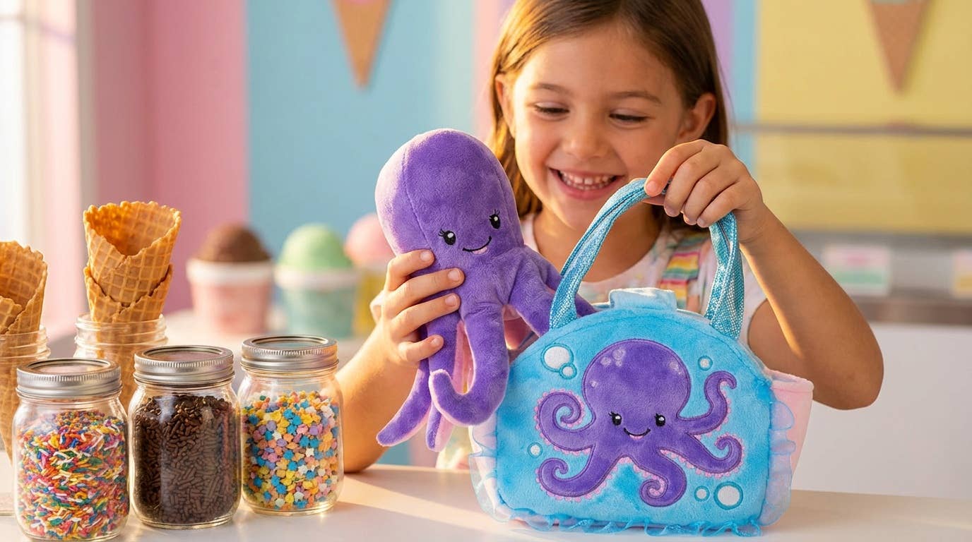 Plush Animal Set with Purse - Octopus