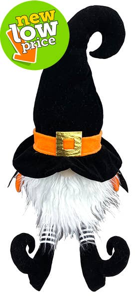 Plush Witch Gnome with Black Velvet Cape - 24"