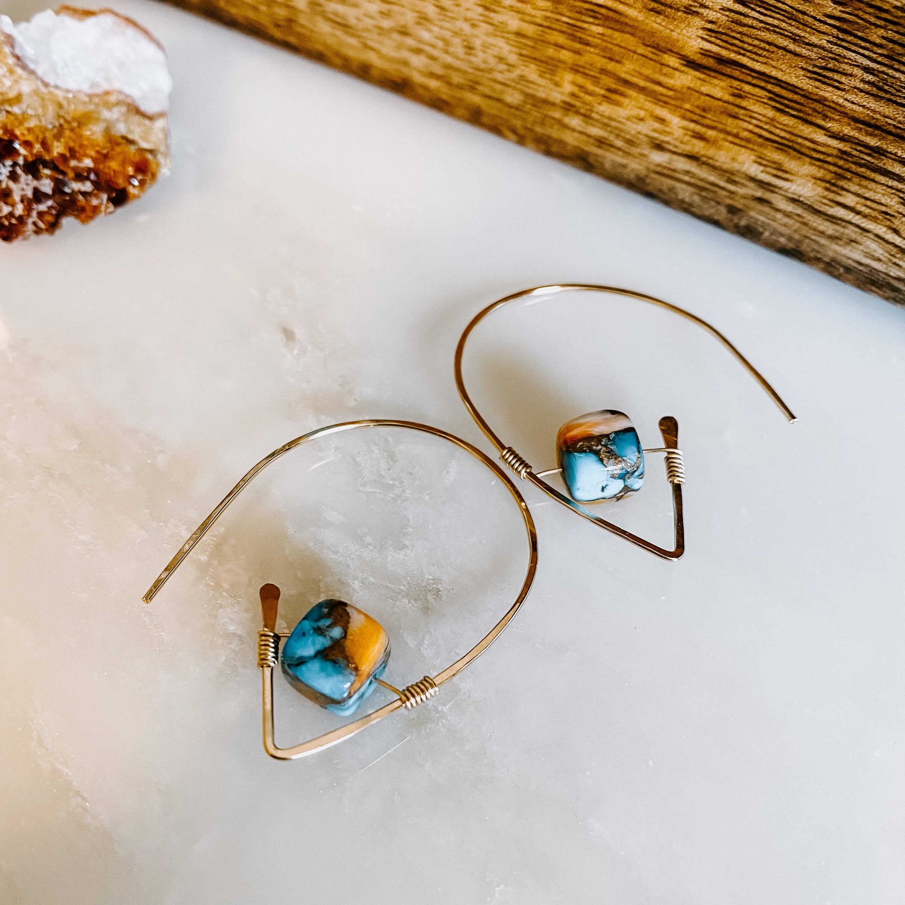 Spiny Oyster Turquoise Threader Earrings