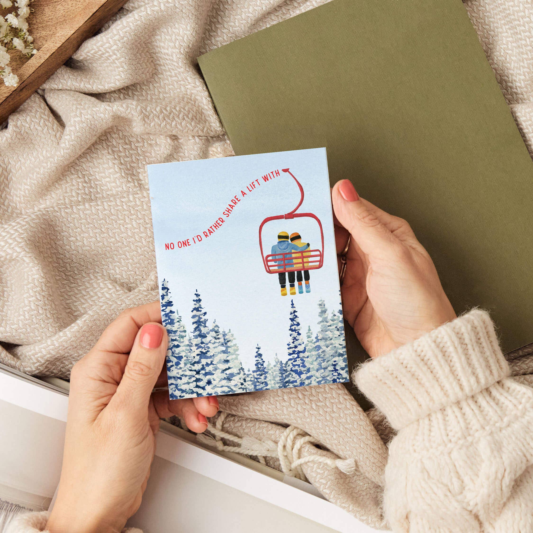 Ski Love Card | Winter Romance for Anniversary, Valentine's