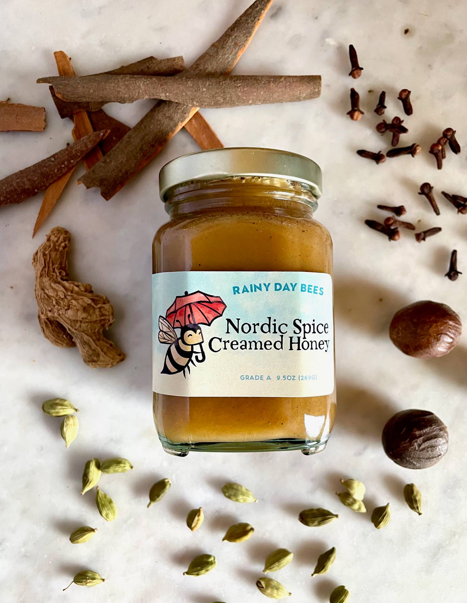 Nordic Spice Creamed Honey: 9.5 oz Jar