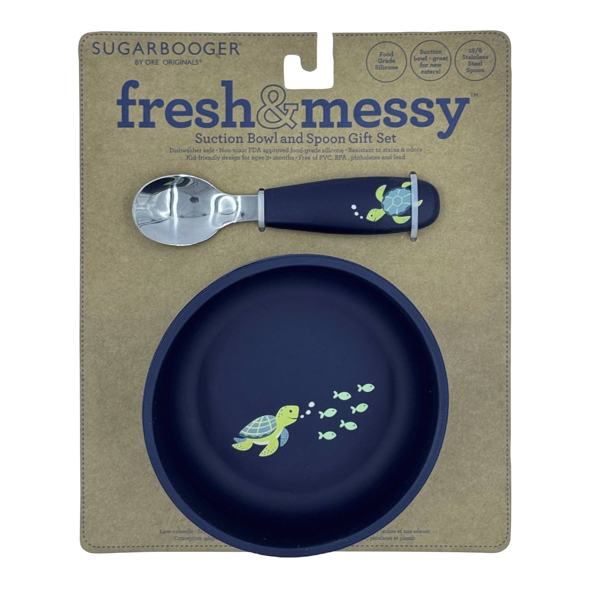 Fresh & Messy Silicone Suction Bowl & Spoon Set | Sea Turtle