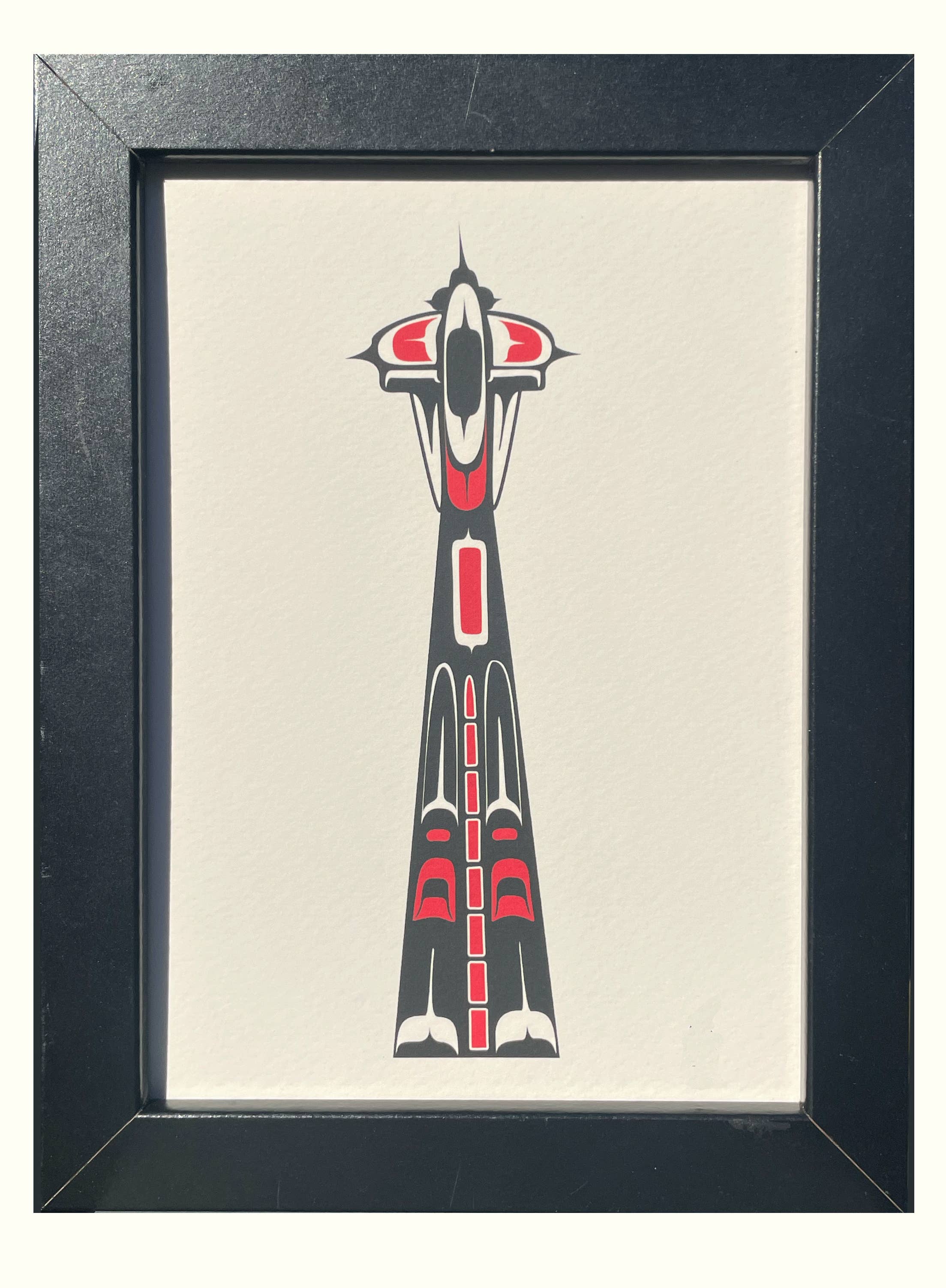 PNW Native American Space Needle Letterpress 5"x7" Print