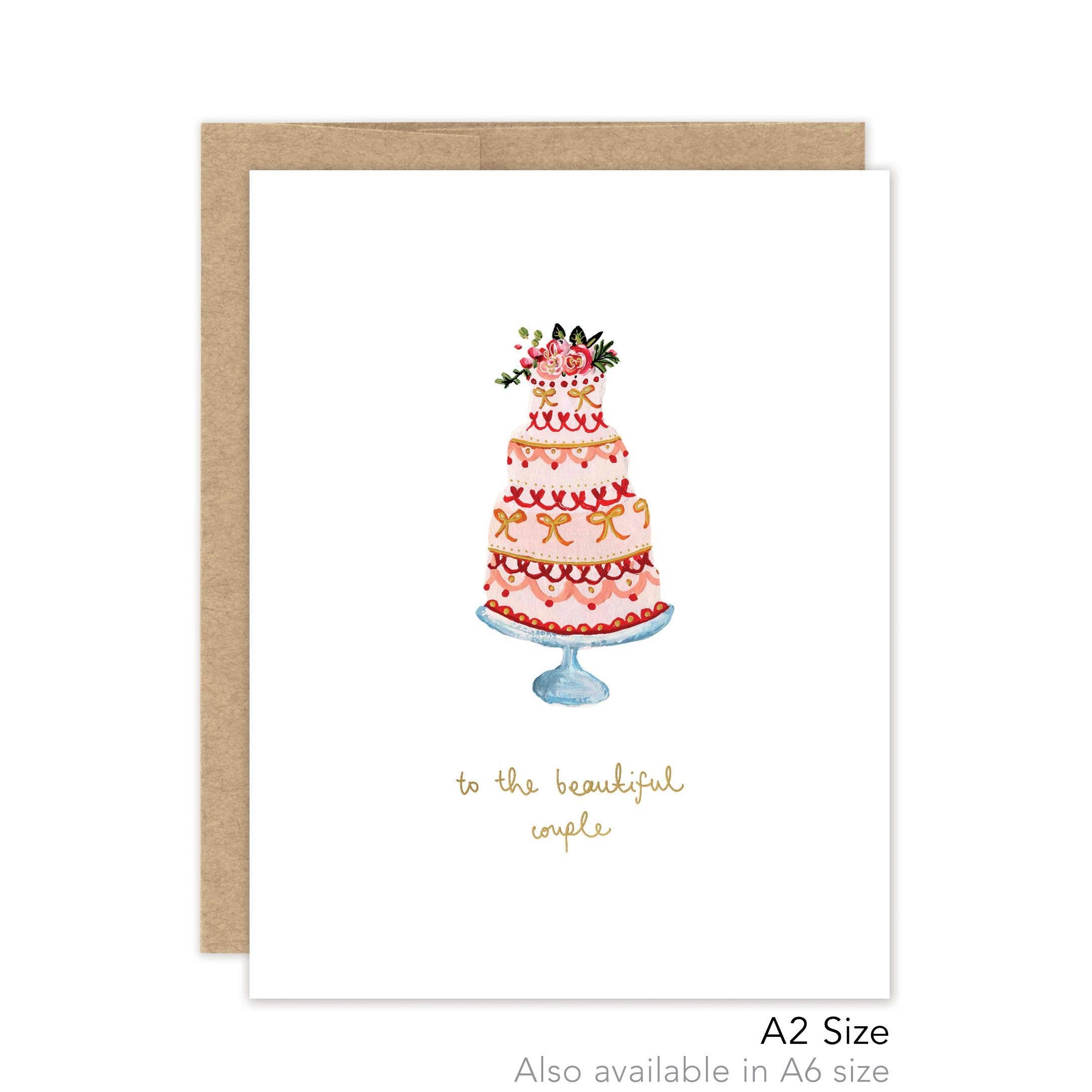 Wedding Cake To The Beautiful Couple - Luxe A2 Card