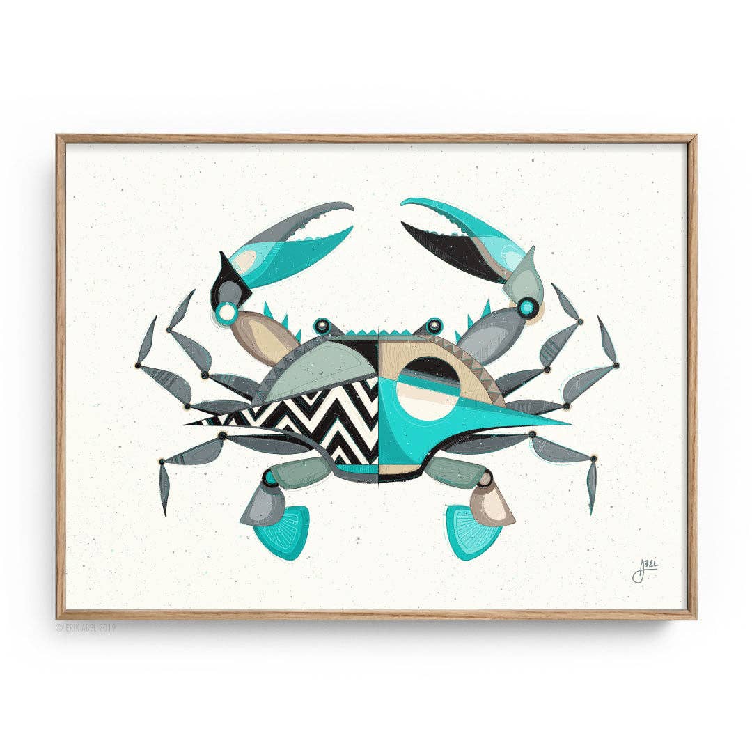 Blue Crabby - WHLSL Print: Unframed / 12x9 / Bamboo Paper