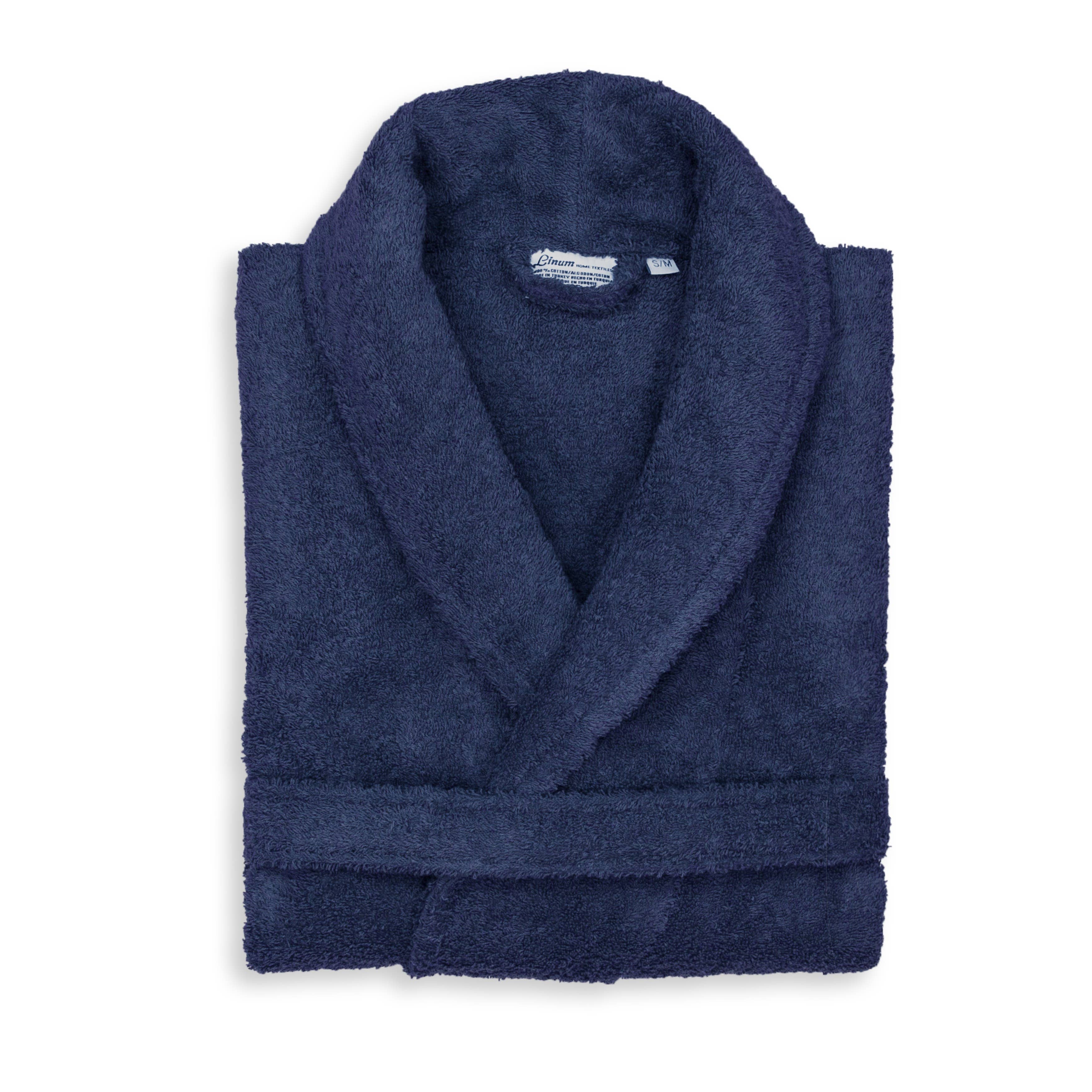 100% Turkish Cotton Unisex Aristocrat Bathrobe: Navy / L/XL
