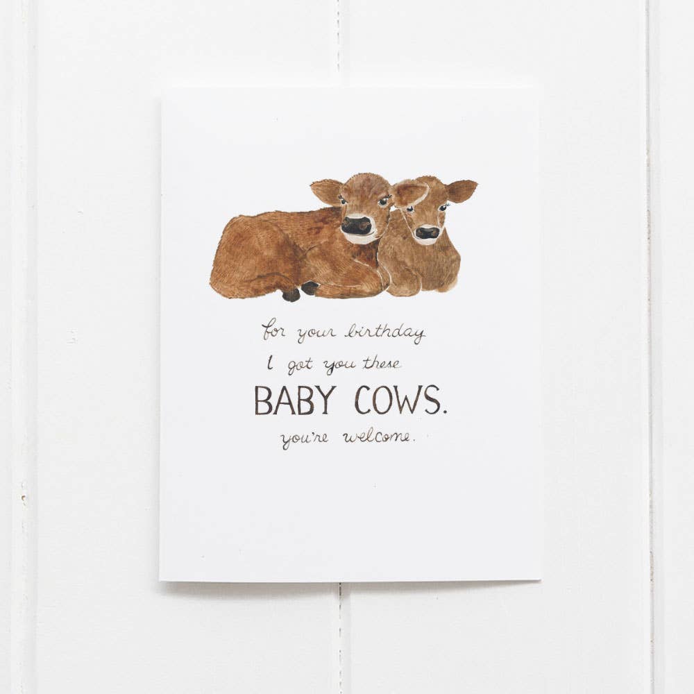 Baby Cows Birthday Card - Farmhouse Greeting Card
