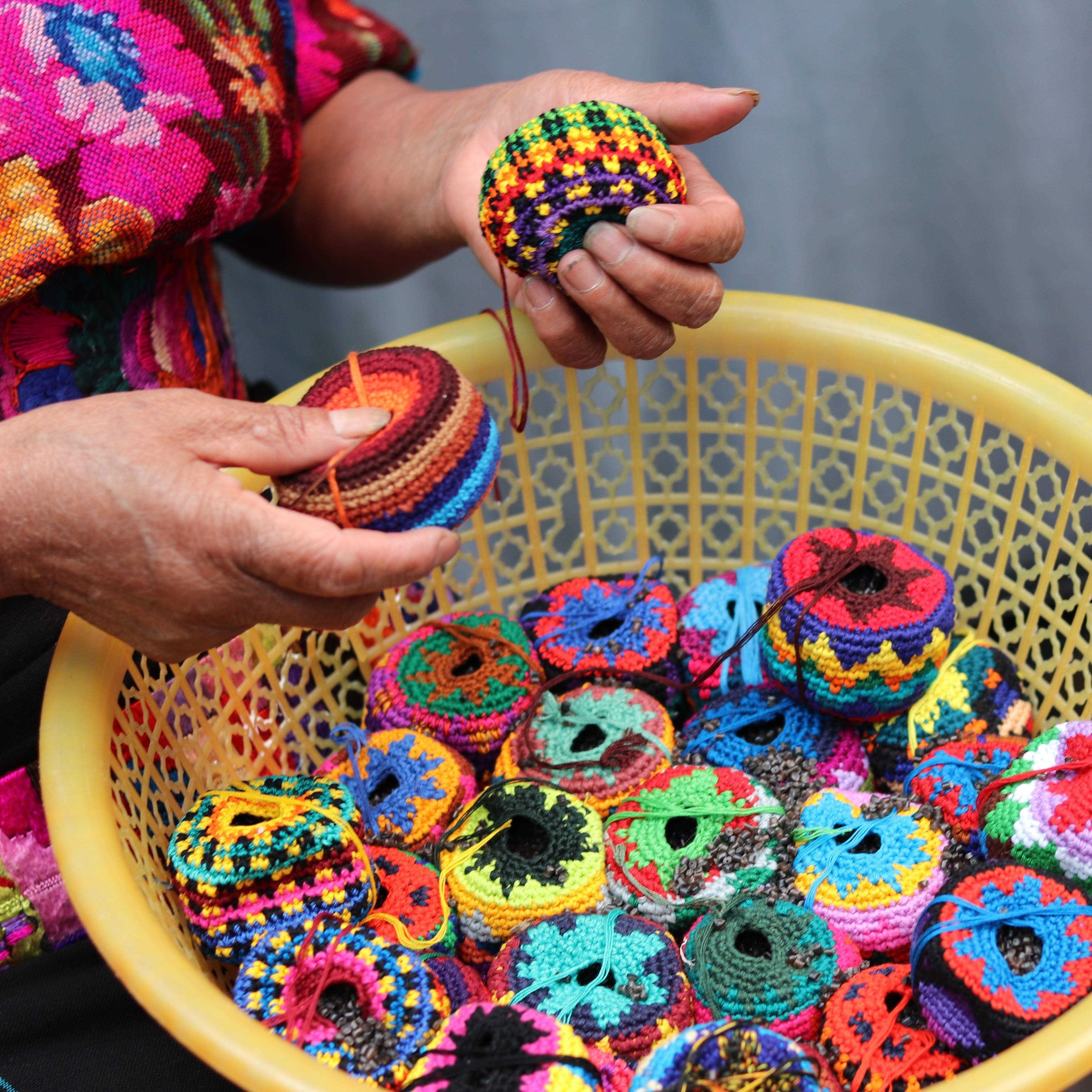 Knit Multicolor Footbag Stress Ball Bag Crochet Sack - Guatemala | Mexico: Assorted