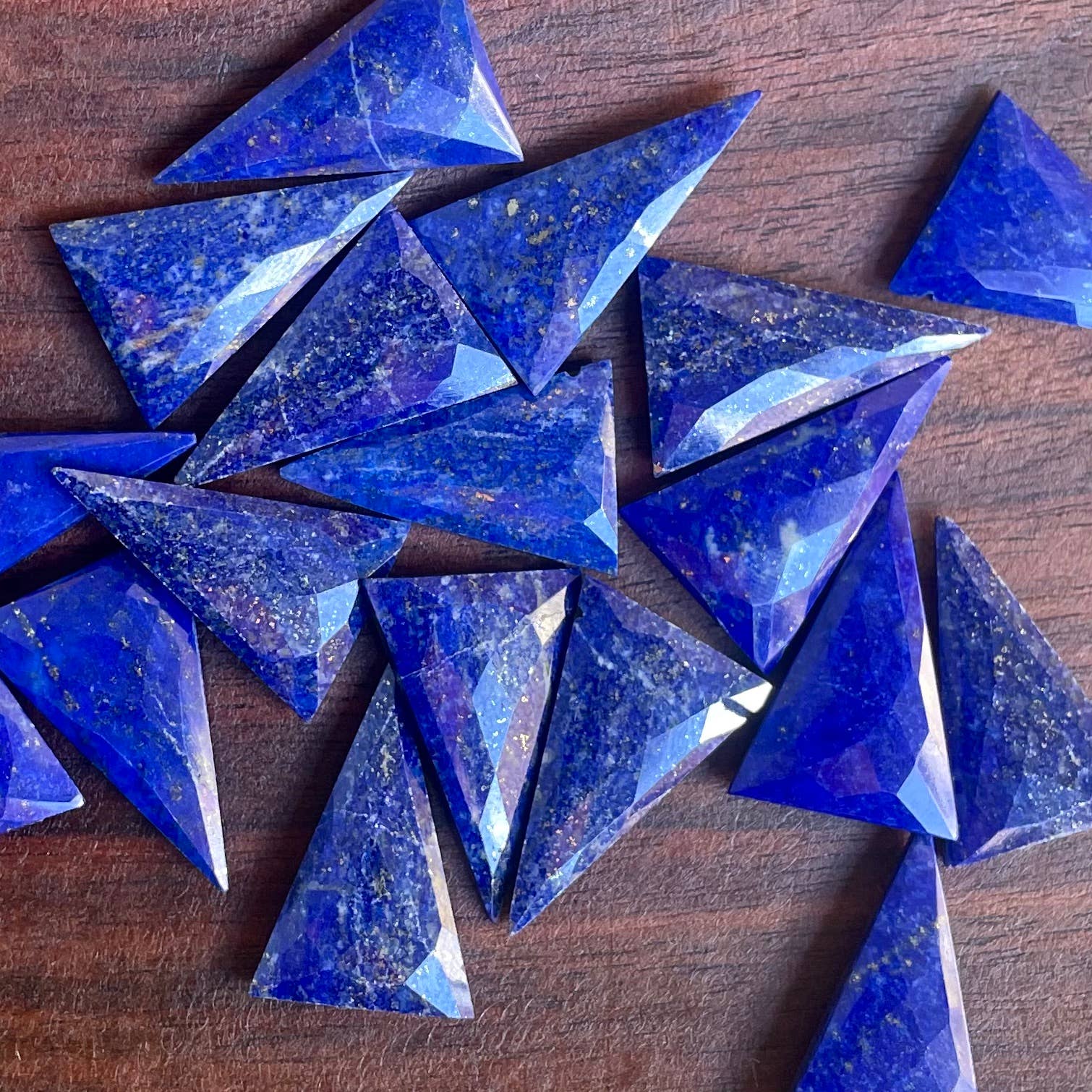 Triangle Stone Drop Earring: Gold Filled / Lapis