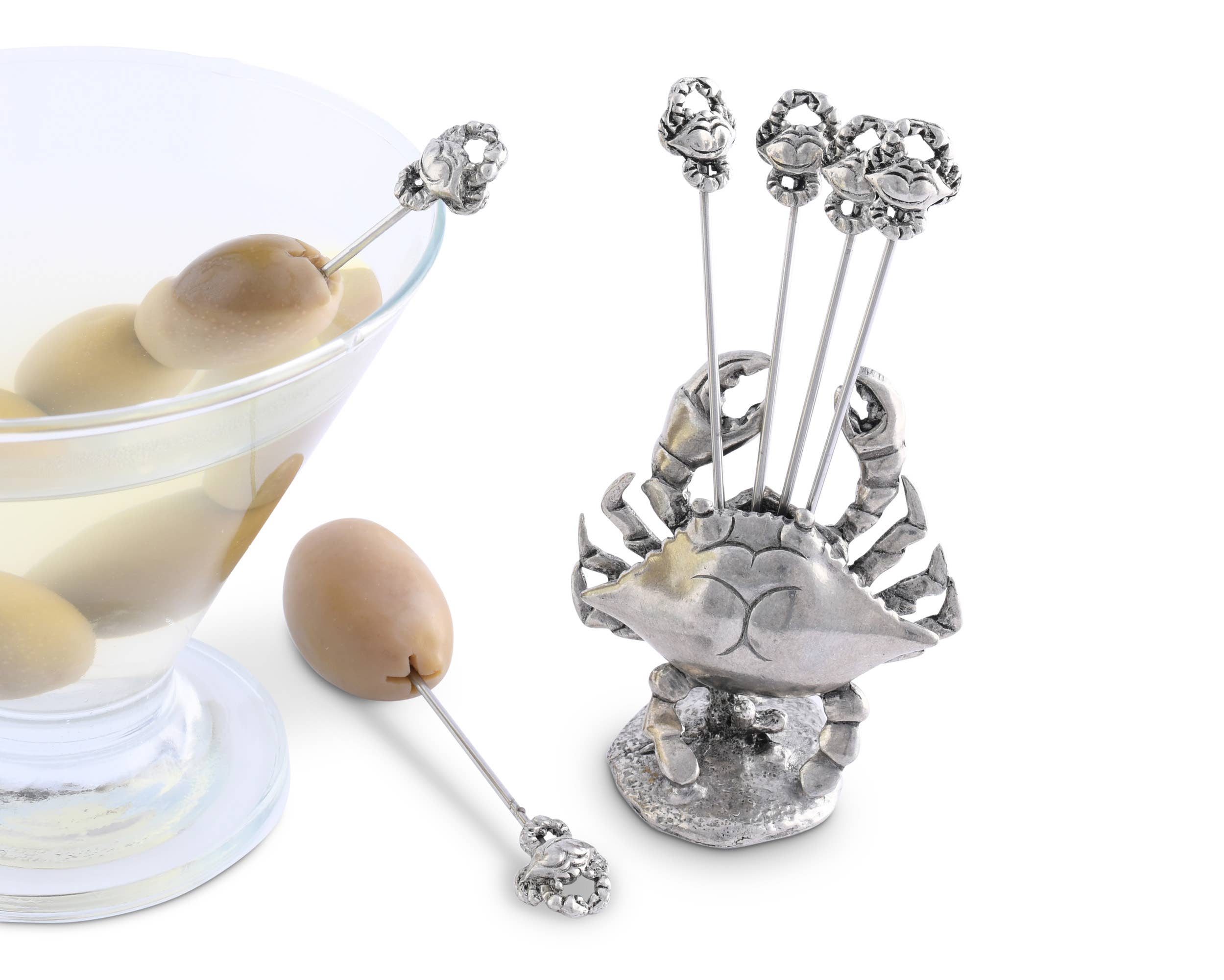 Pewter Blue Crab Cheese Pick Set