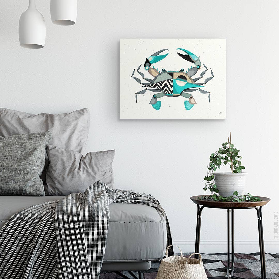 Blue Crabby - WHLSL Print: Unframed / 12x9 / Bamboo Paper