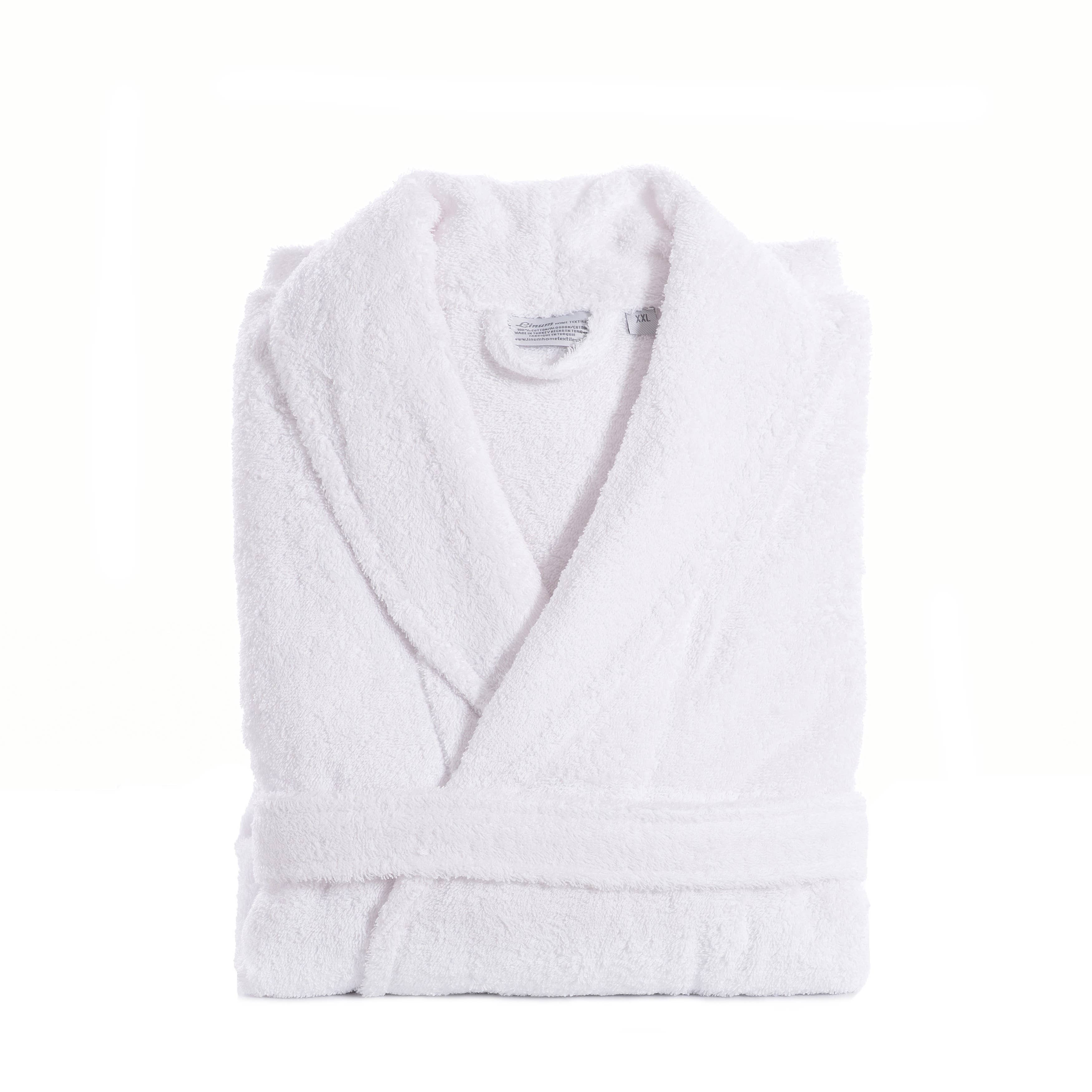 100% Turkish Cotton Unisex Aristocrat Bathrobe: White / L/XL