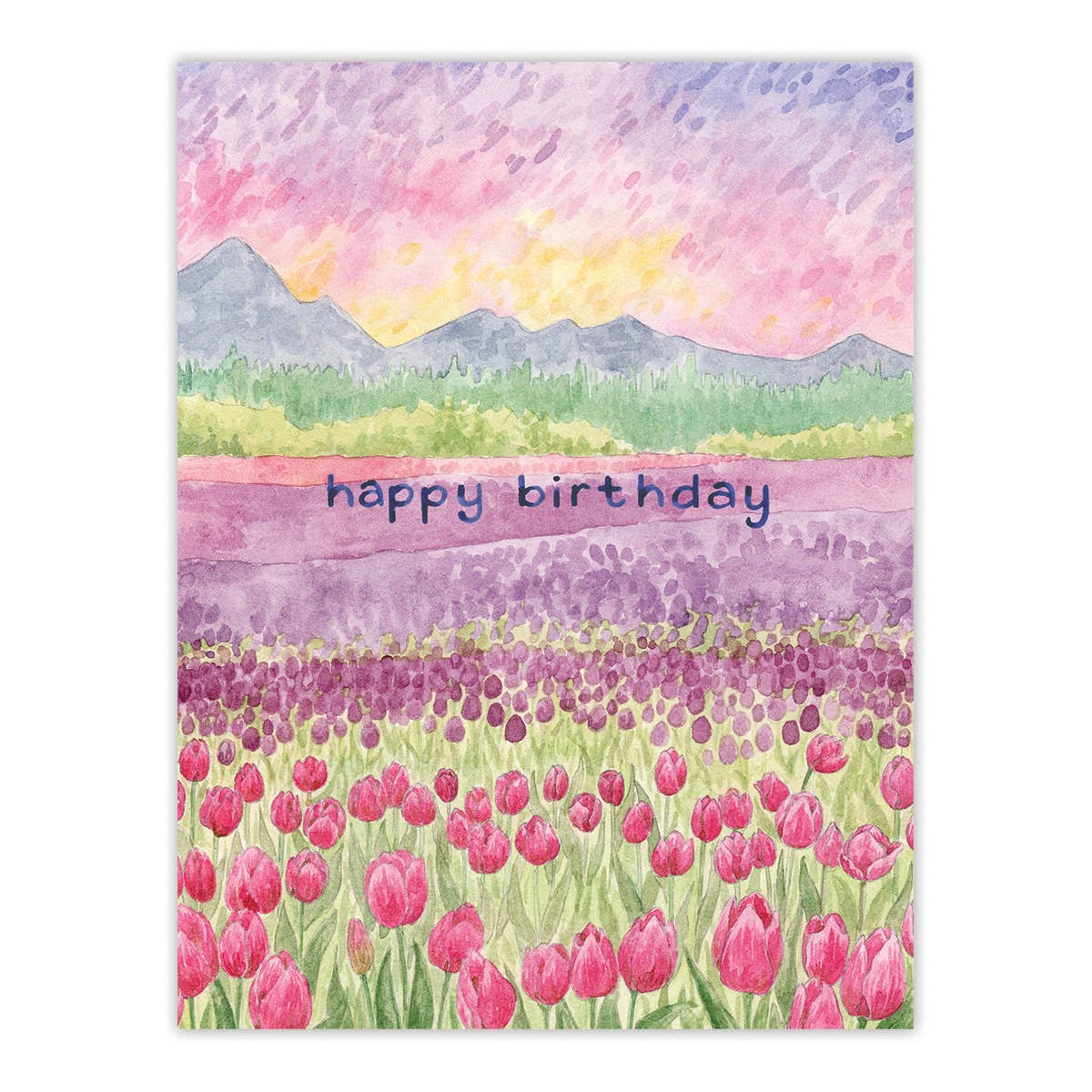 Tulips Birthday Card - Spring Gardening Birthday Card