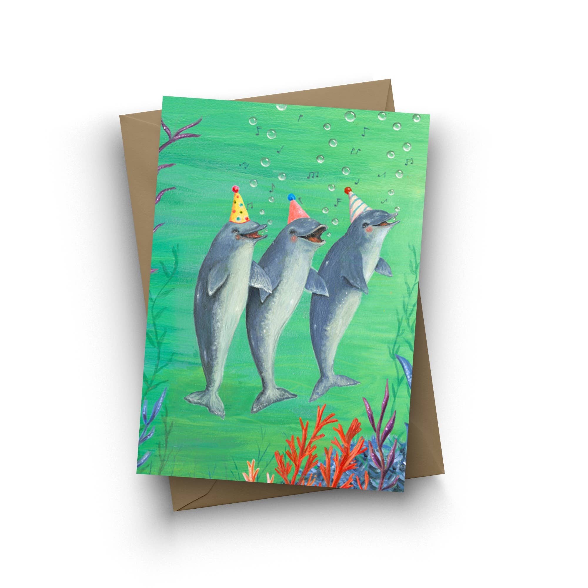 "Birthday Dolphins" Single card