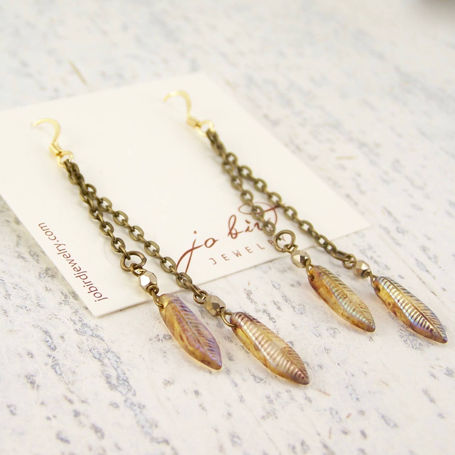 Feather Flow Earrings: Turquoise Brass