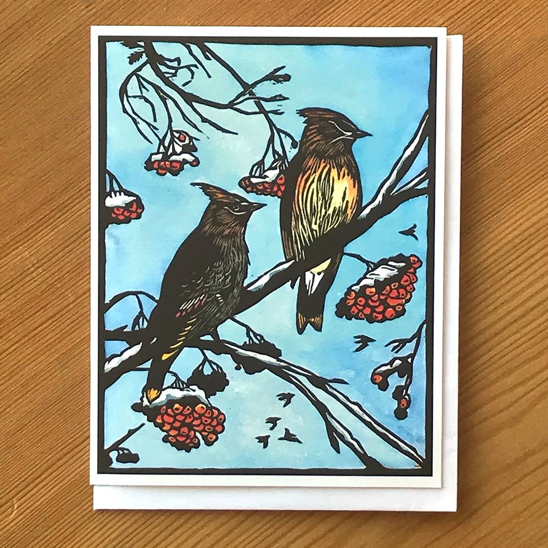 Waxwings - Basking in the Sun Card