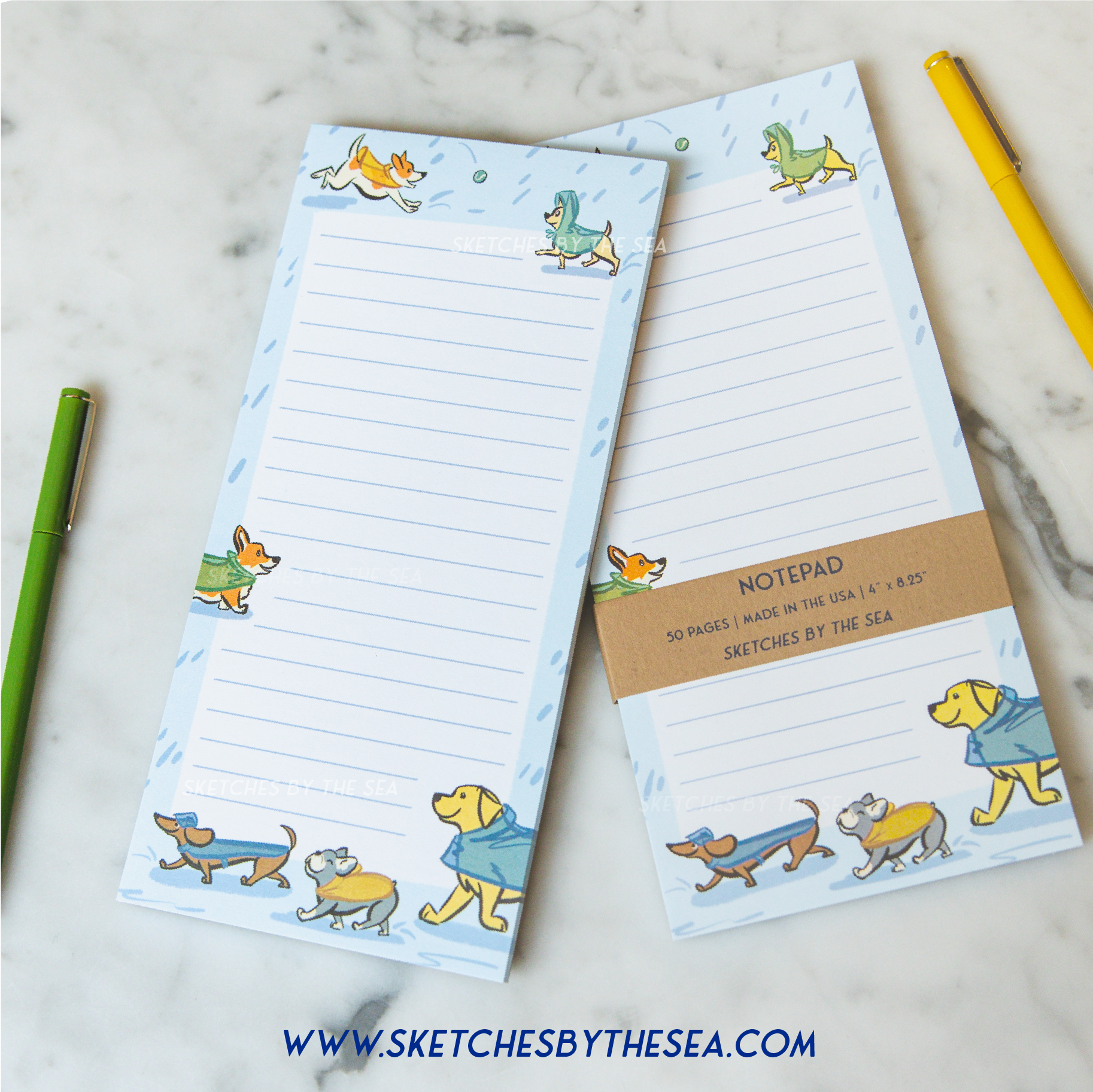 Rain Dogs Notepad. Cute Stationery Notes