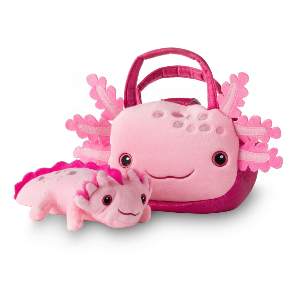 Pink Plush Animal Set with Purse - Axolotl