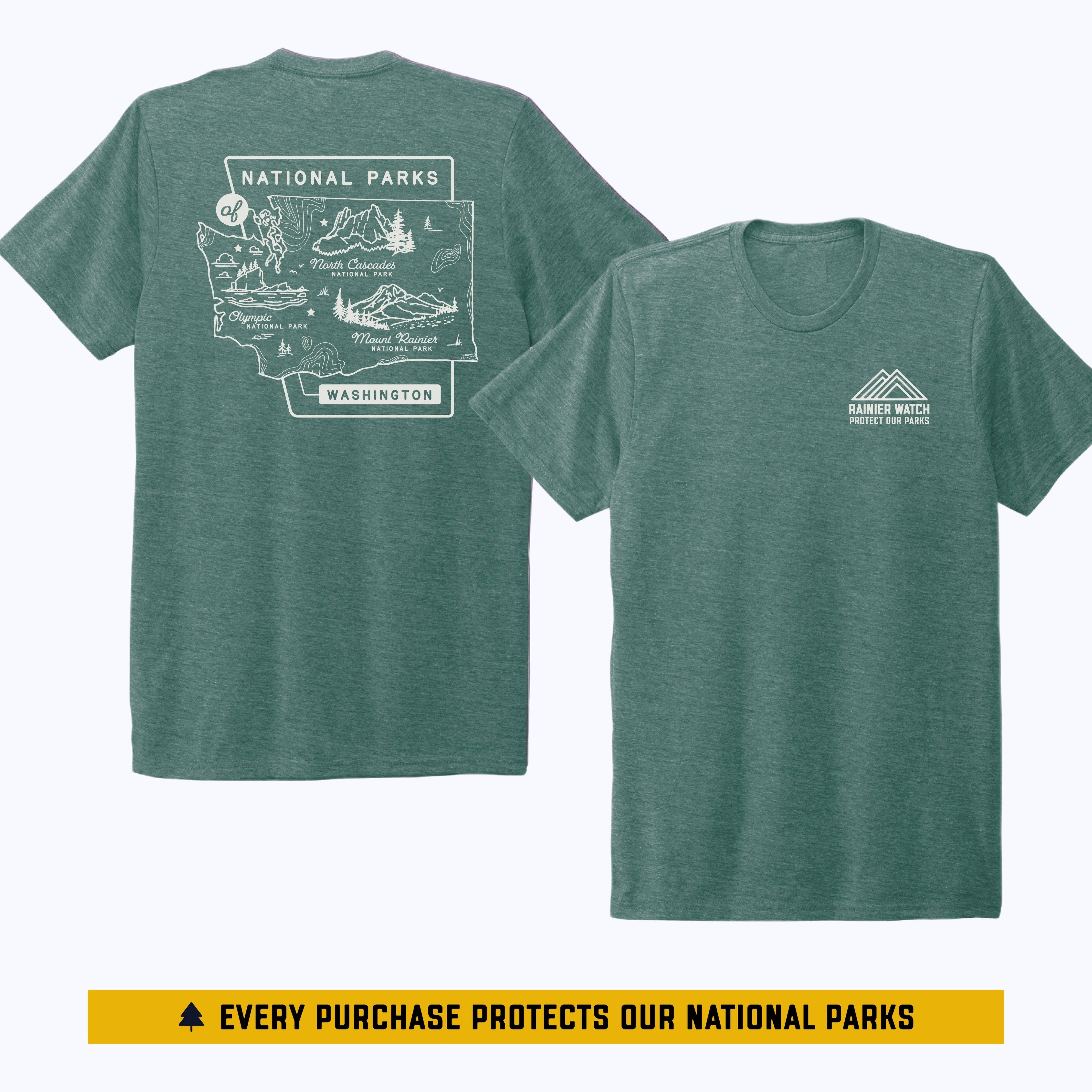 Washington National Parks Eco Tee - Sea Green: 3XL