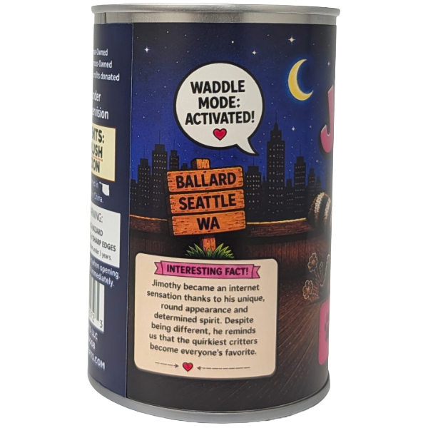 Canned Jimothy the Short Spined Raccoon Seattle Viral Hit: Pop Top Lid