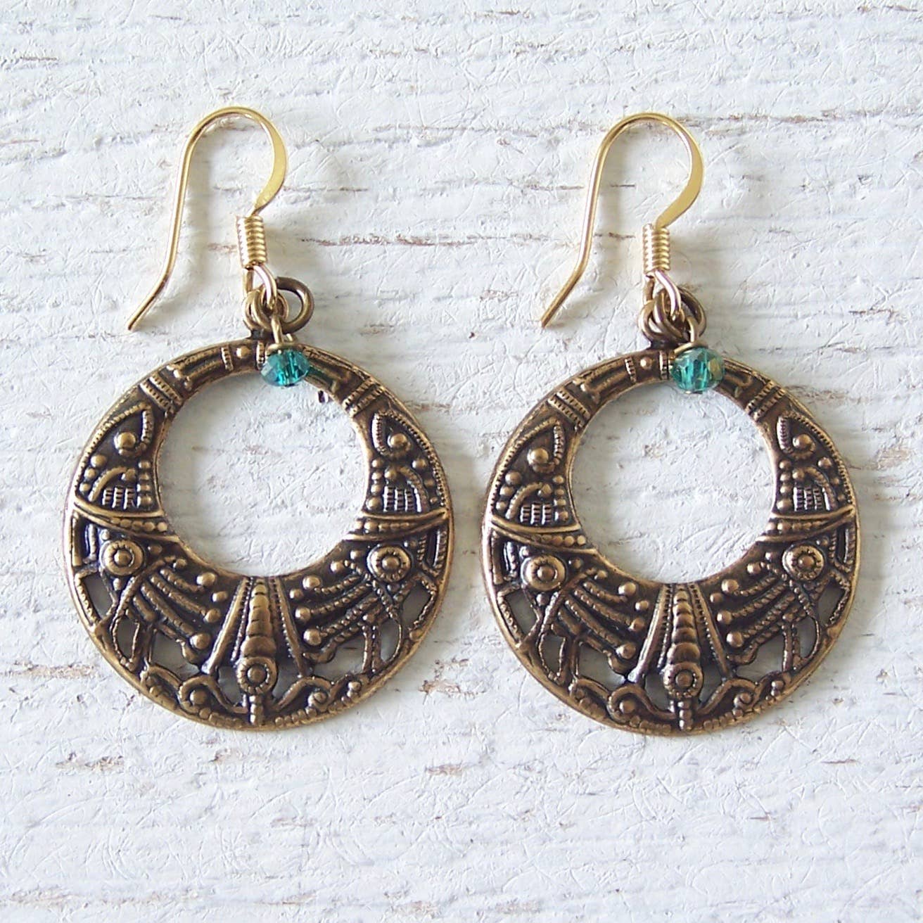Hippie Chic Brass Hoop Earrings: Hippie Chic Patina