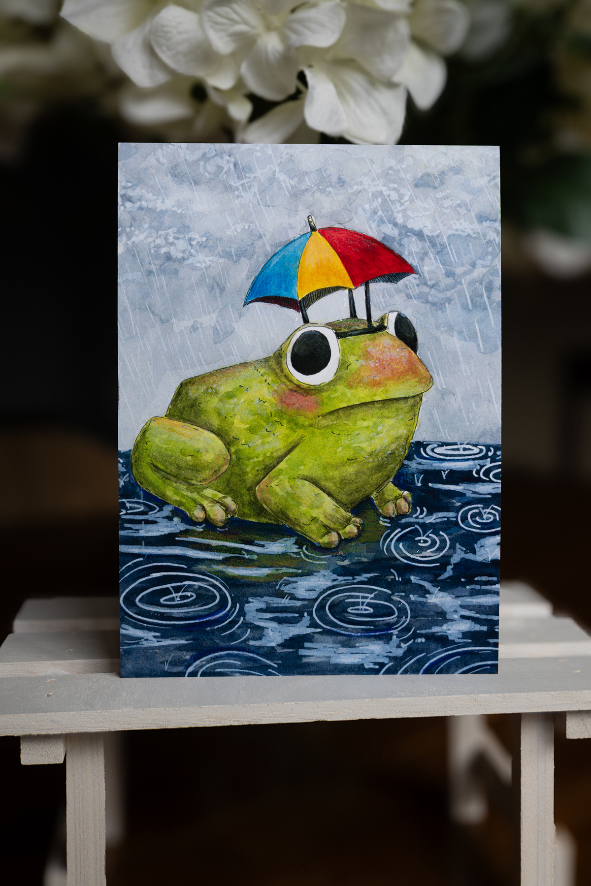 Rainy Day Frog - 5x7" Art Print