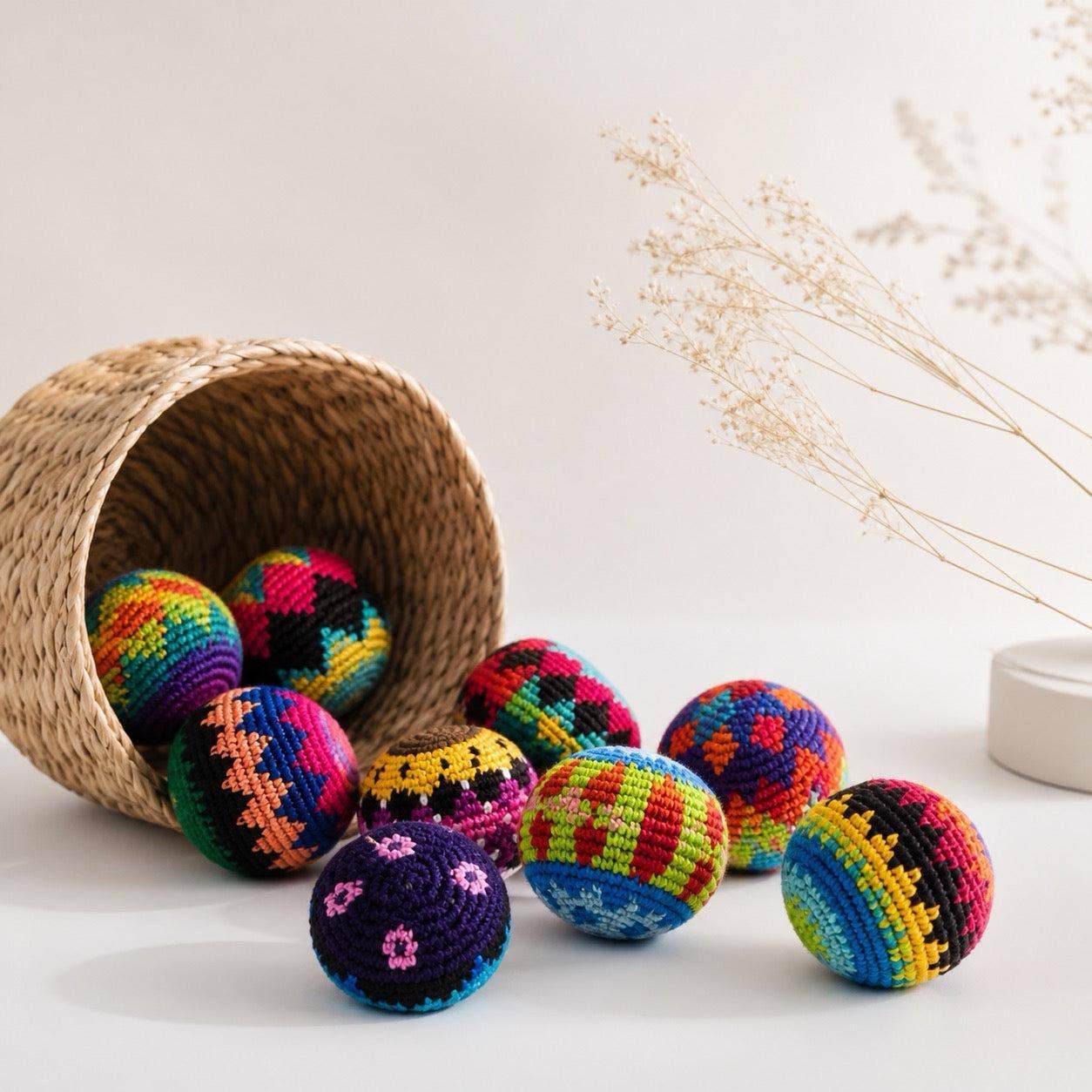 Knit Multicolor Footbag Stress Ball Bag Crochet Sack - Guatemala | Mexico: Assorted