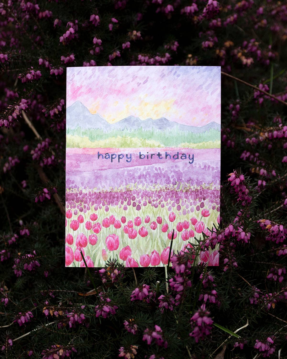 Tulips Birthday Card - Spring Gardening Birthday Card