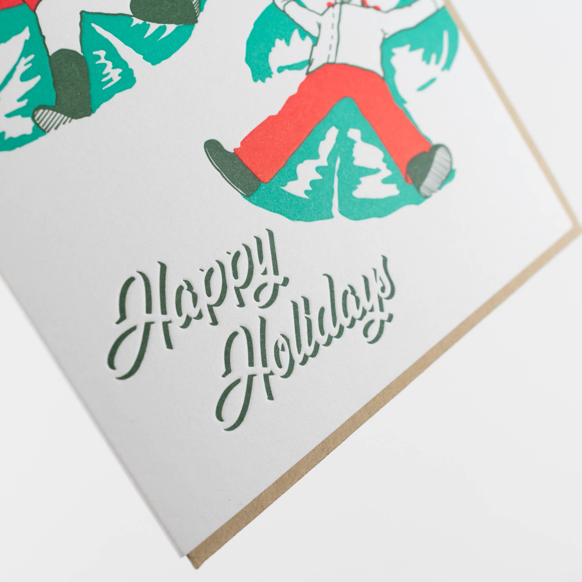 Vintage Snow Angels Holiday Card: Single Card