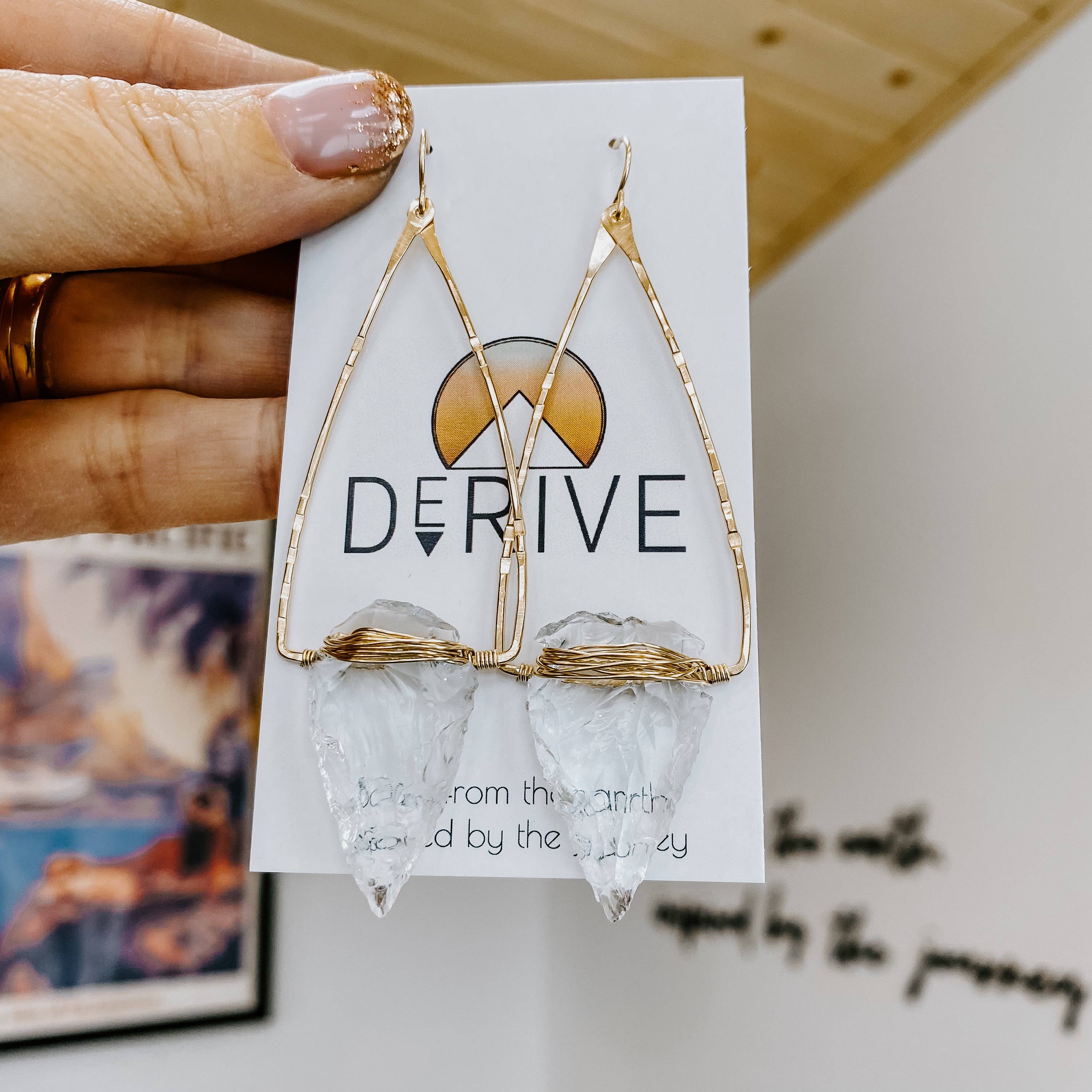 Nala Quartz Crystal Arrowhead Earrings: Sterling Silver