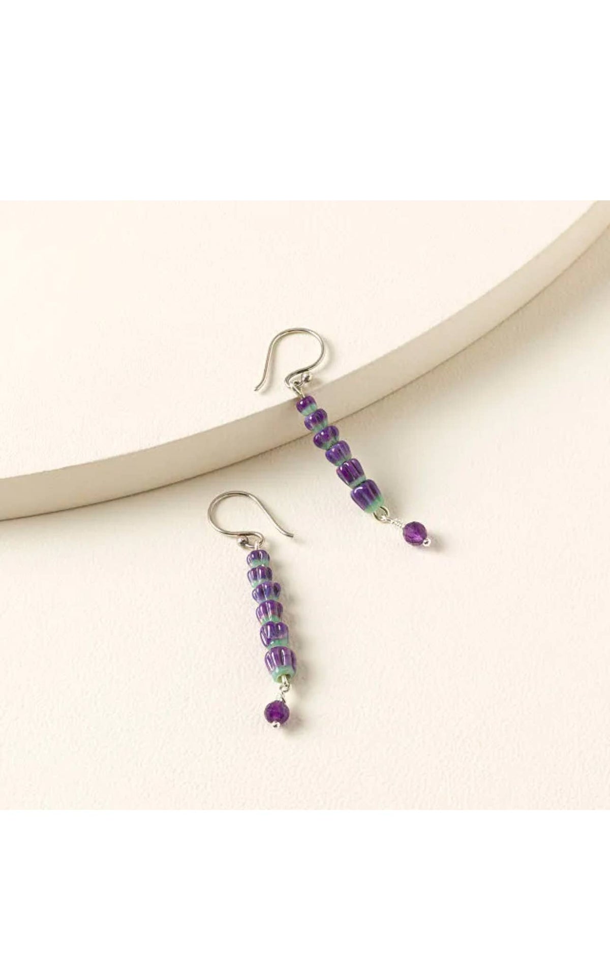 Lavender Glass Bead Earrrings