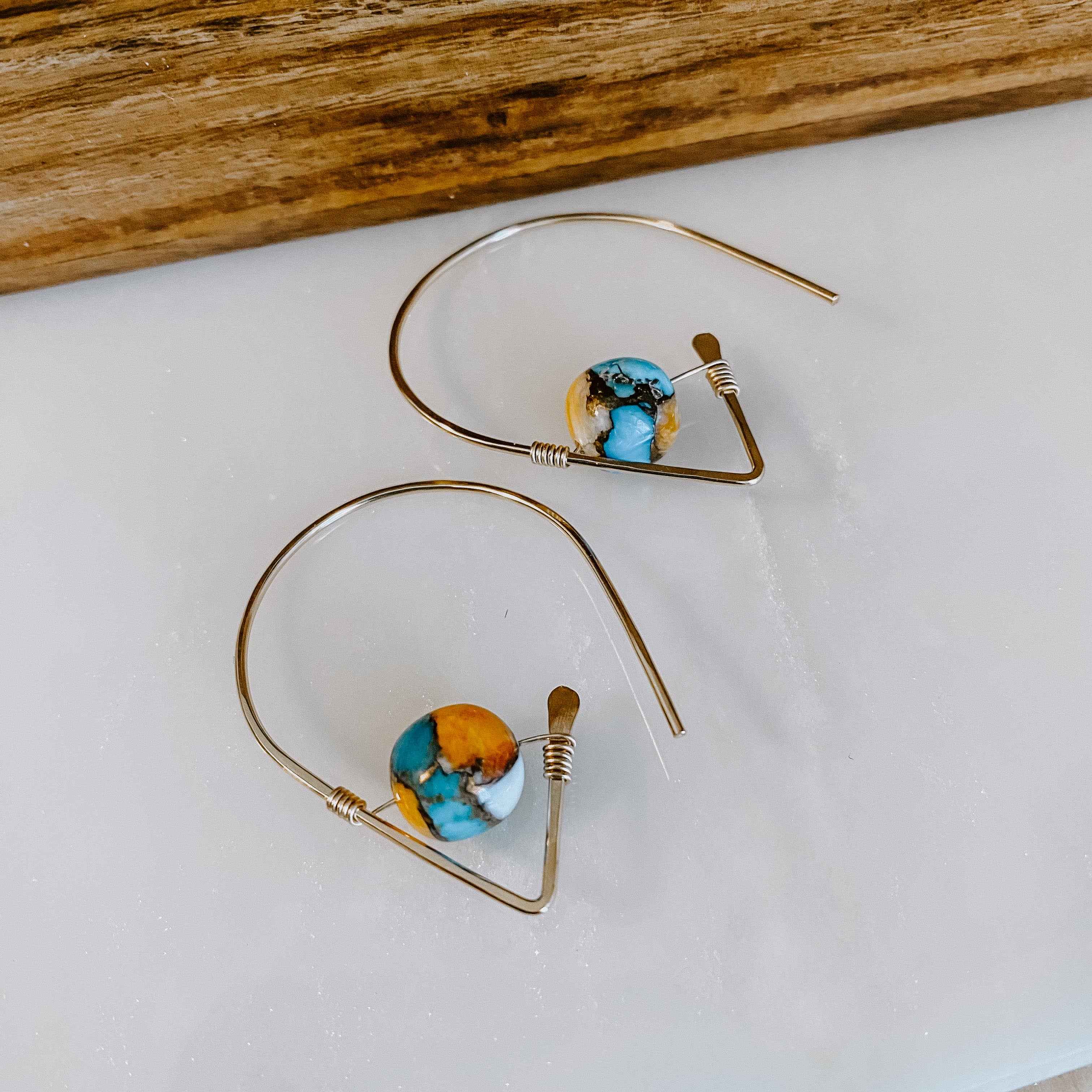 Spiny Oyster Turquoise Threader Earrings
