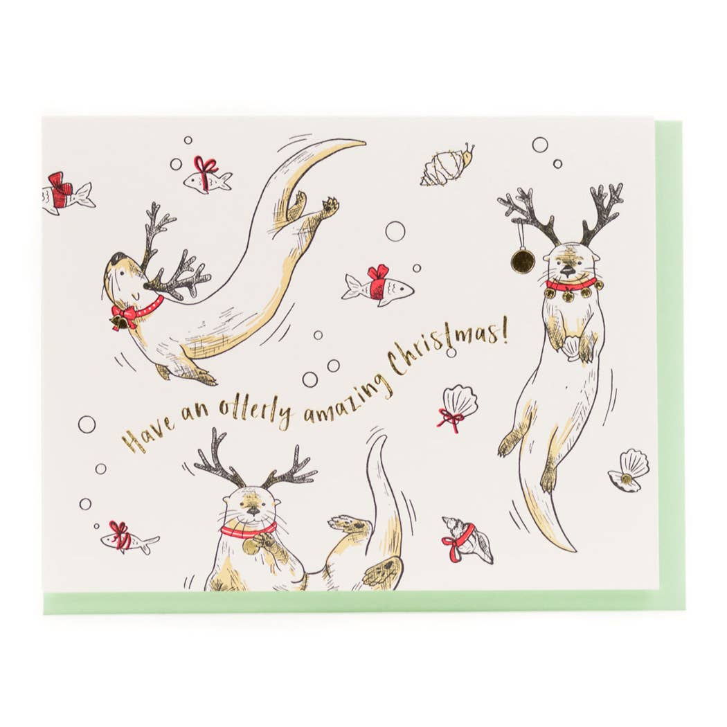 Holiday Otters Card: Single Card