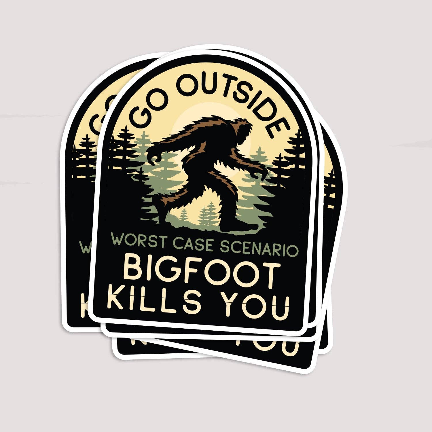 Go Outside, Worst Case Scenario Bigfoot Kills You Sticker