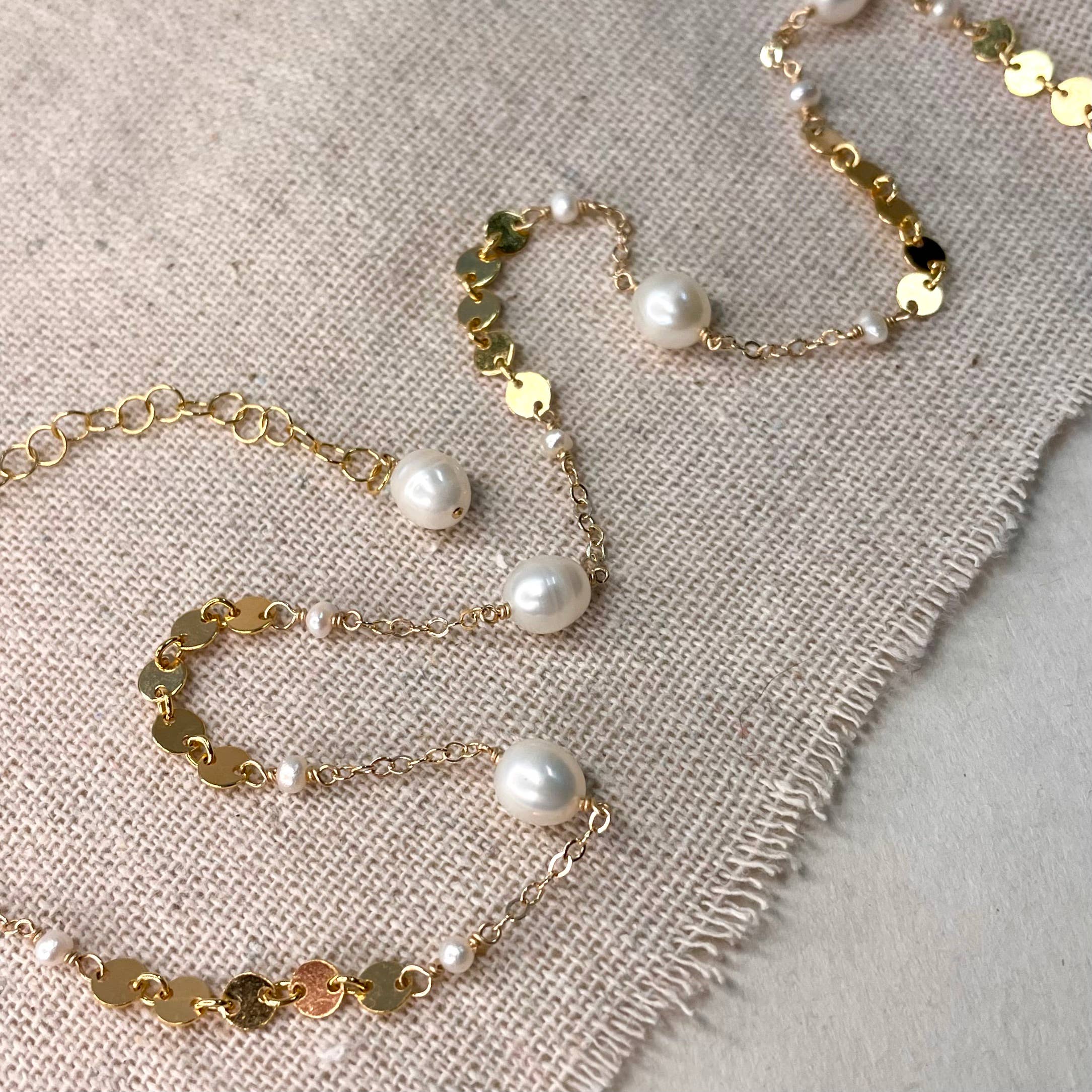 Pearl and Sequin Choker: Gold Filled