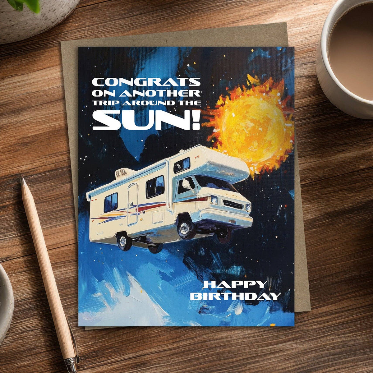 Trip Around the Sun - Recycled Birthday Card for Campers