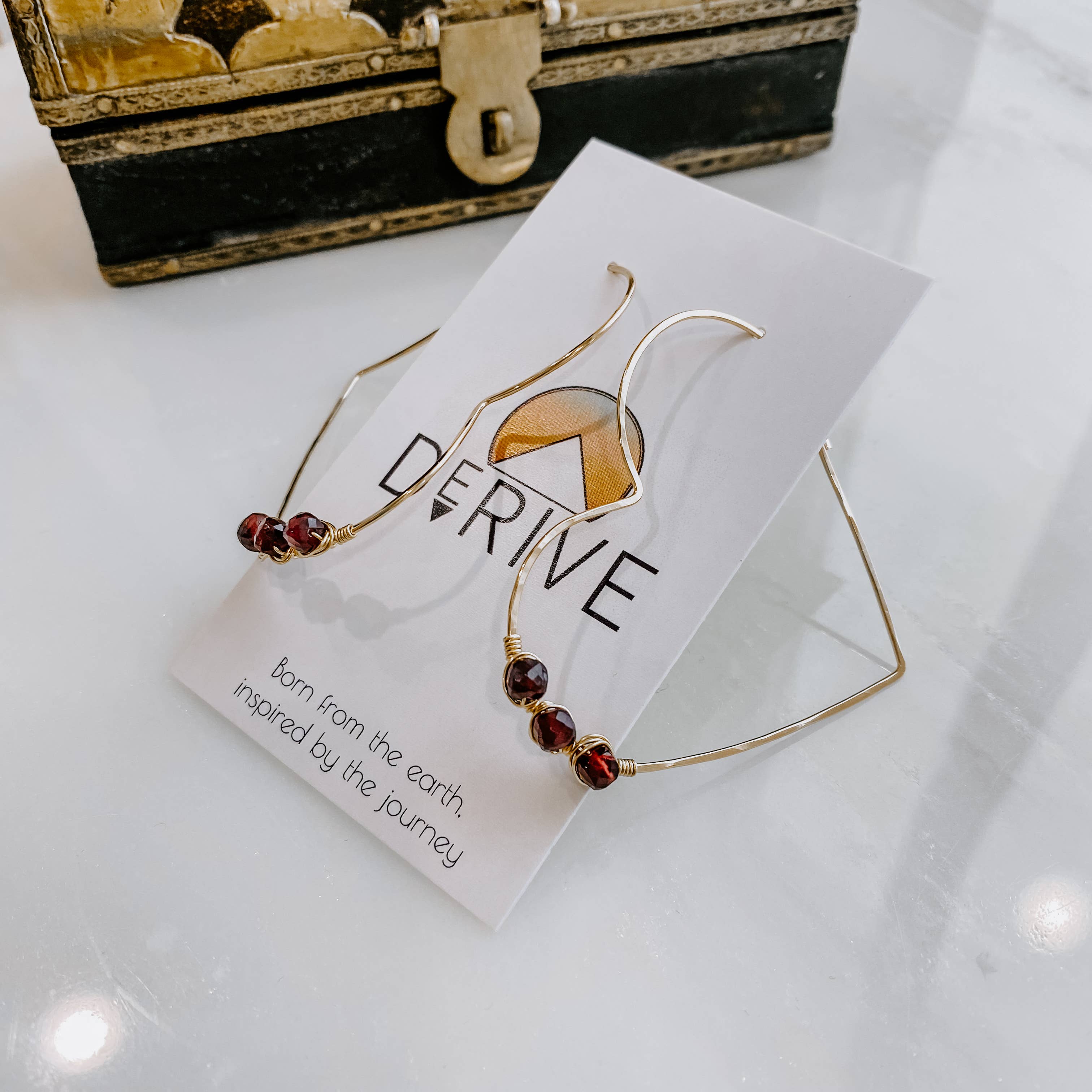 Large Heart Shaped Threaders with Garnets: 14k Gold Fill