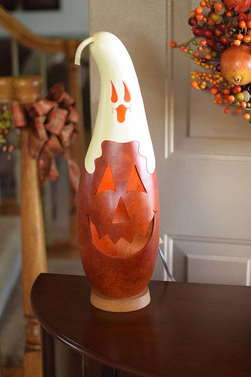 Hand-Crafted Gourd - Casper Jack Medium Tall Lit - Decor