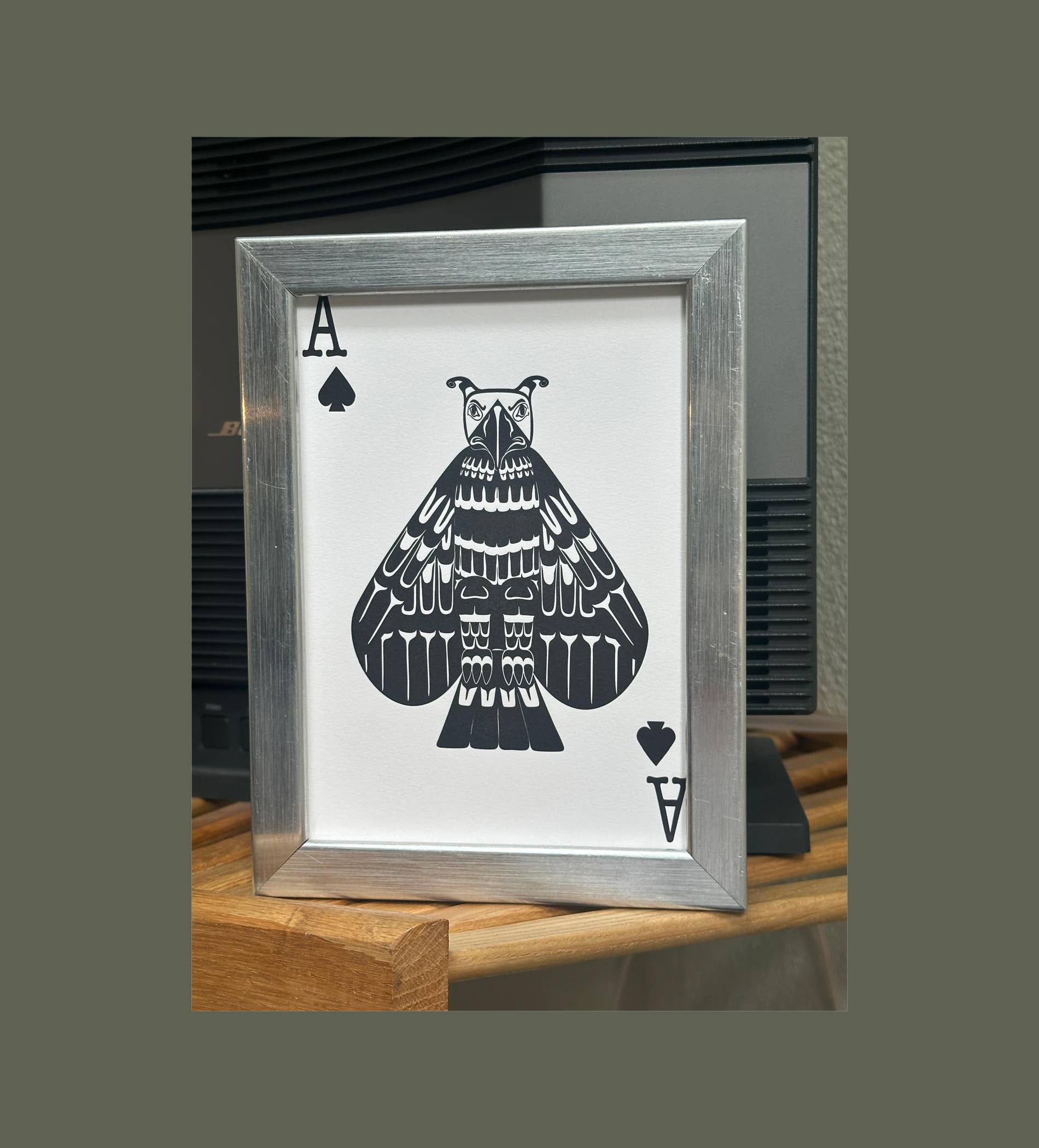 PNW Native Thunderbird Ace of Spade 5"x7" Letterpress Print