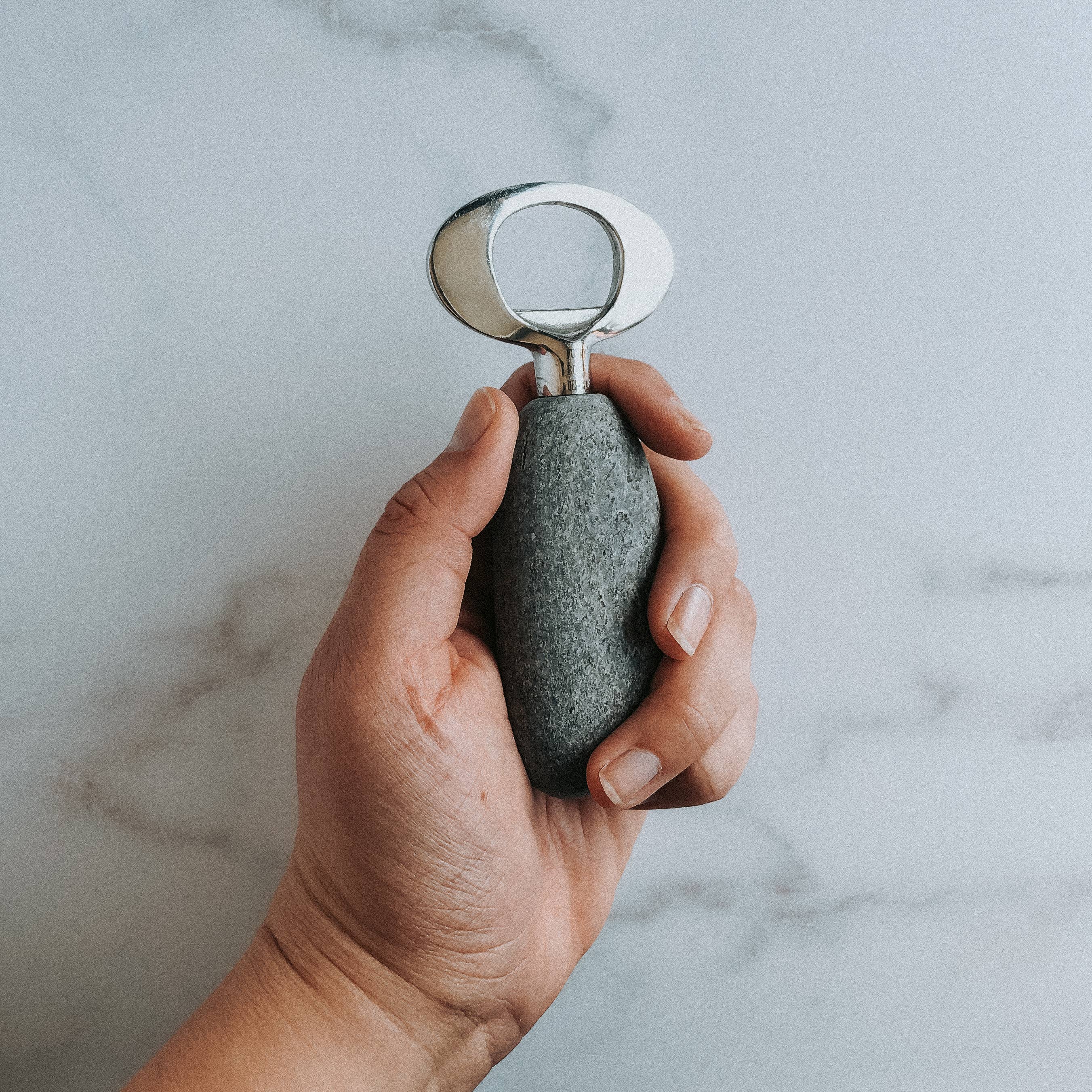 Nature-Inspired Stainless Steel Stone Bottle Opener