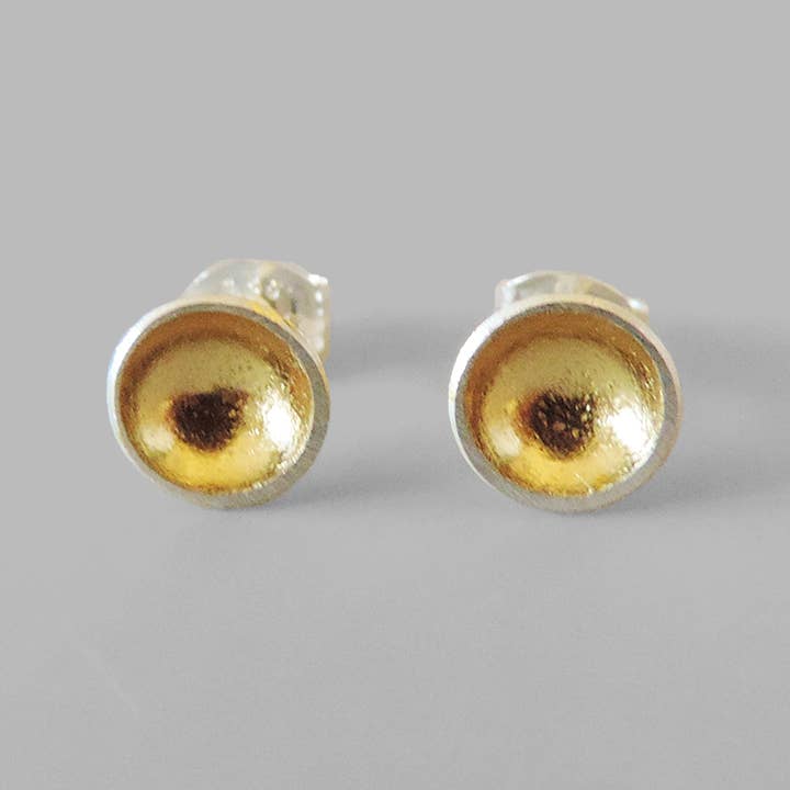 Bright simple mixed metal Goldie Studs