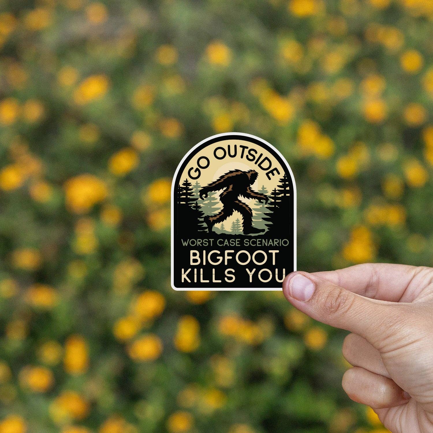Go Outside, Worst Case Scenario Bigfoot Kills You Sticker