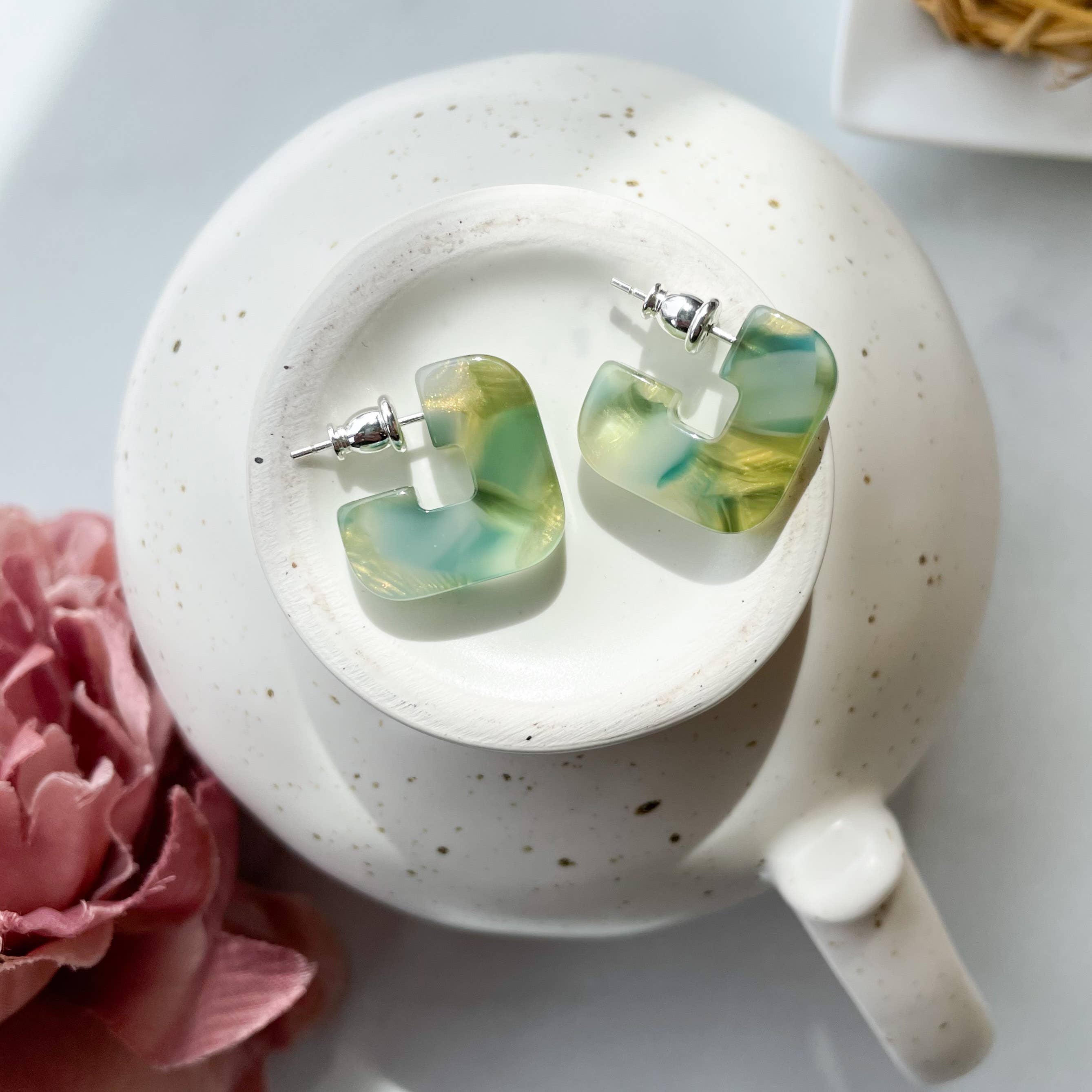 Mini Geo Hoops Collection: Jade