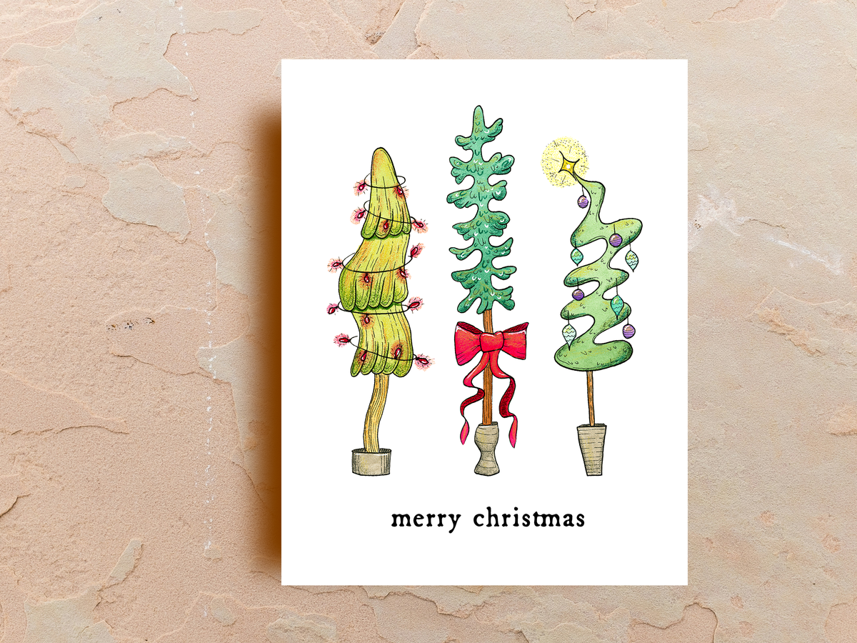 Funky Christmas Trees - Greeting Card