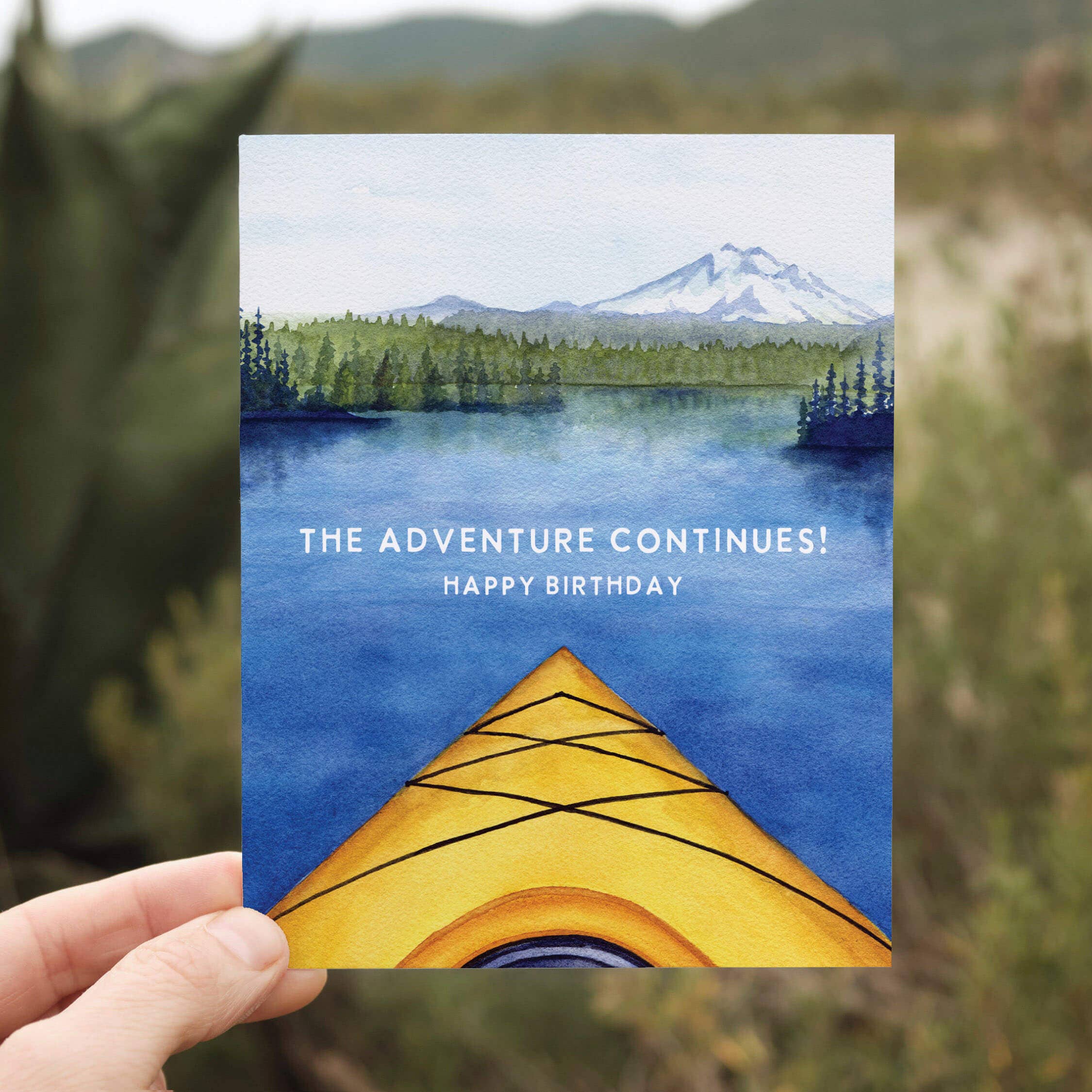 Kayak Birthday Card | Mountain Lake Adventure Design
