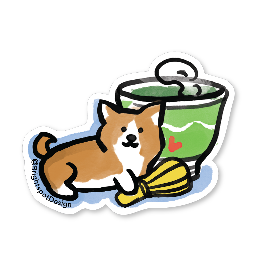 Corgi Matcha Sticker
