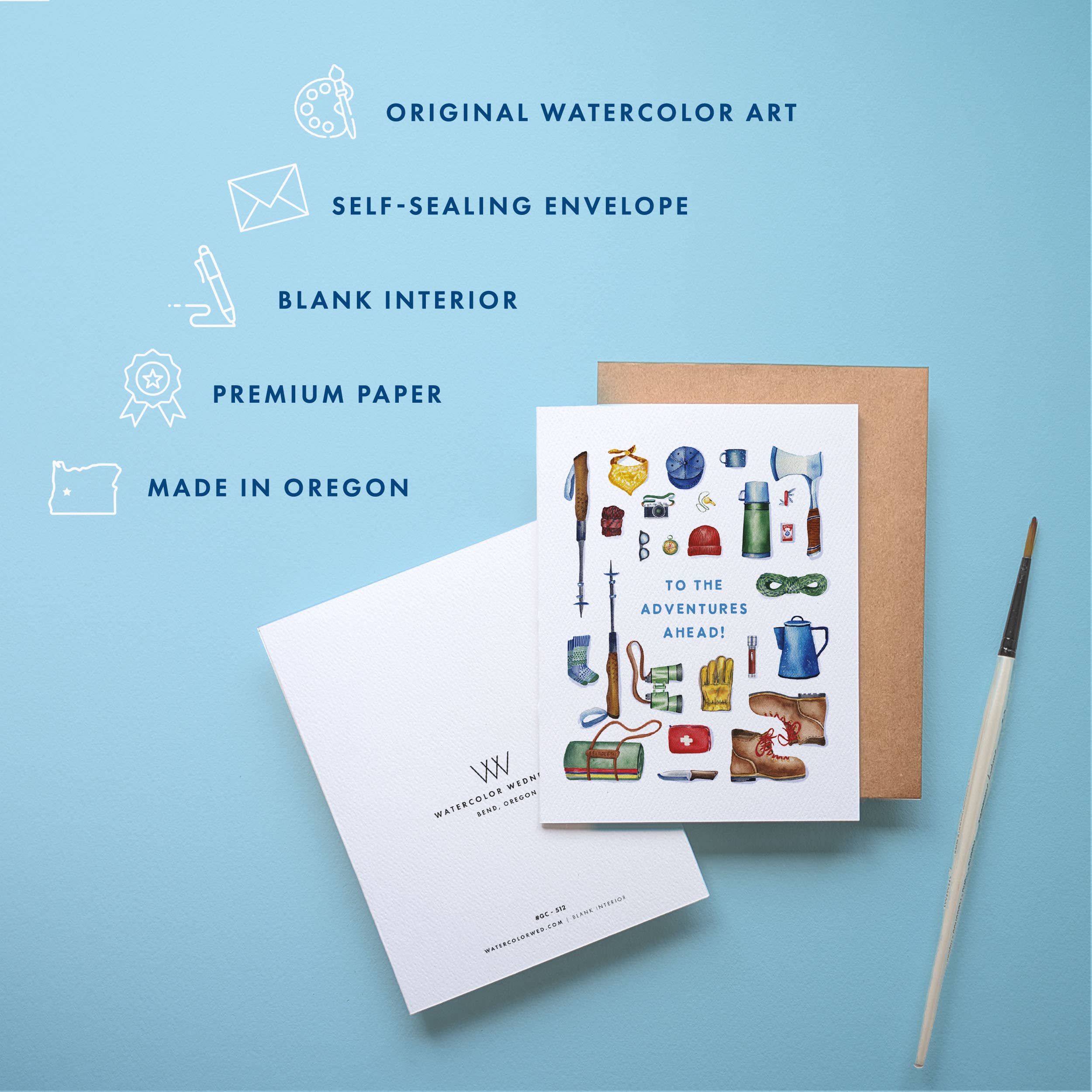 Adventure Birthday Card | Camping Hiking Gear Design: Single Card