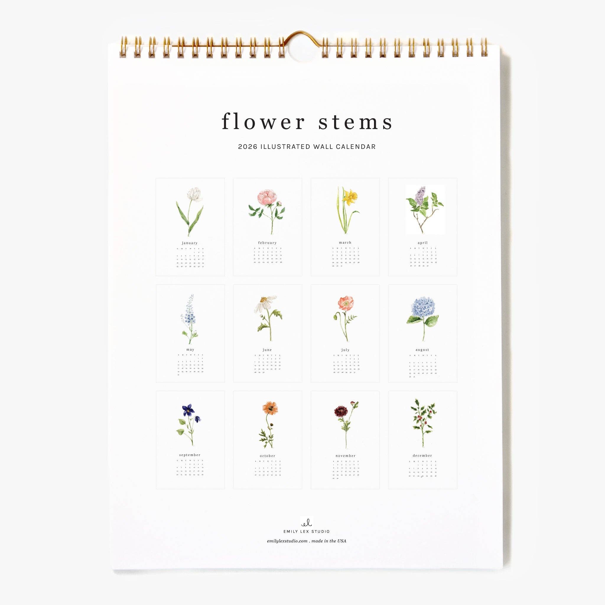 2026 flower stems calendar