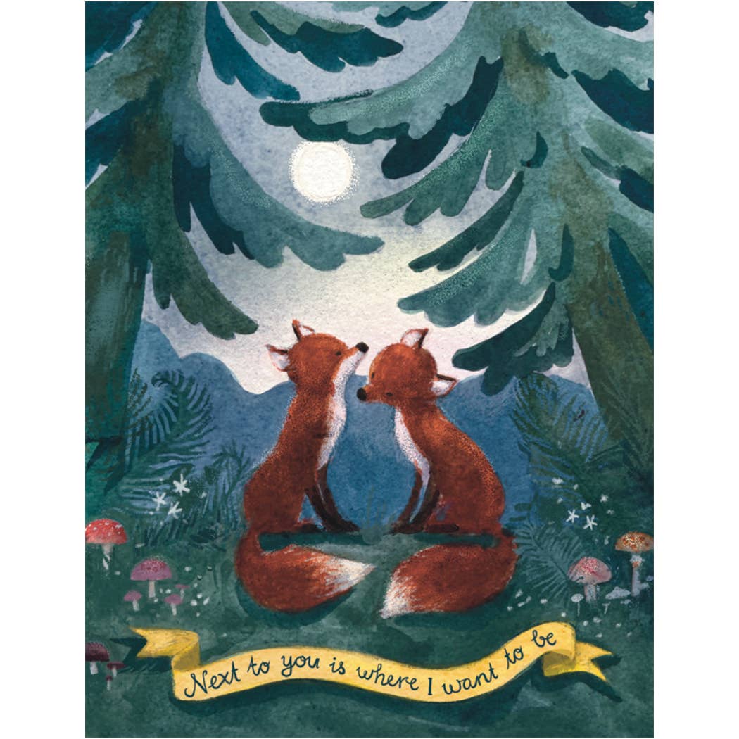Moonlight Foxes Anniversary Card: Card with Envelope