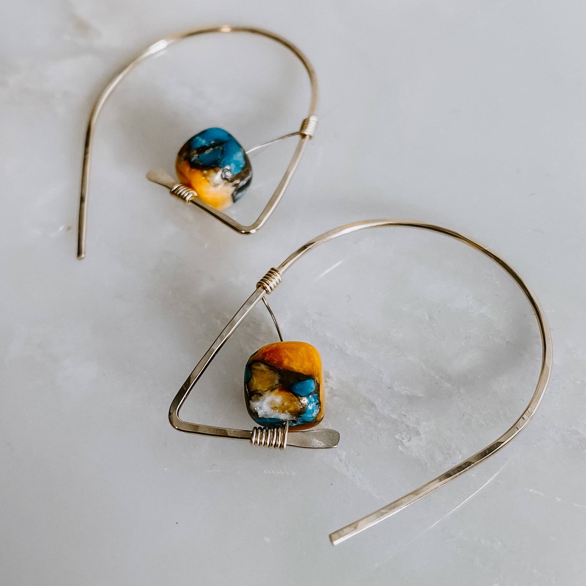 Spiny Oyster Turquoise Threader Earrings